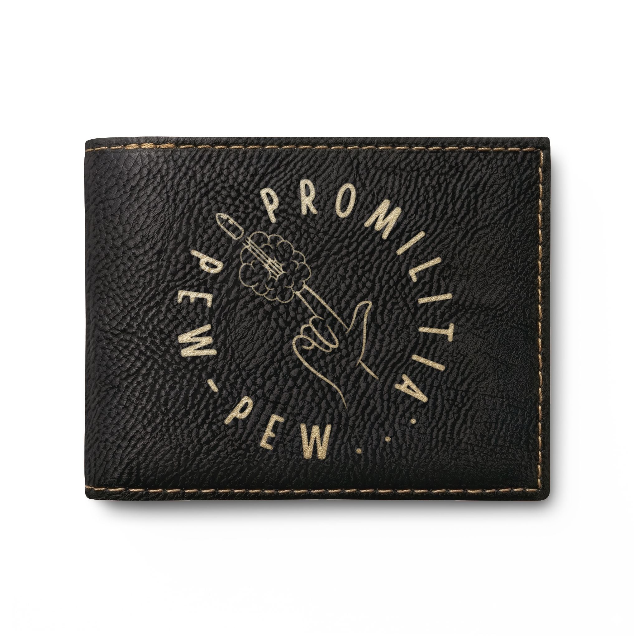 Pew-Pew Engraved Leather Bi-Fold Wallet
