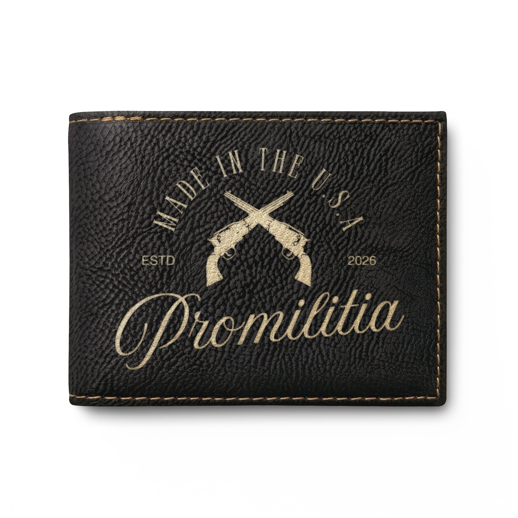 "I Have Two Guns..." Engraved Leather Bi-Fold Wallet