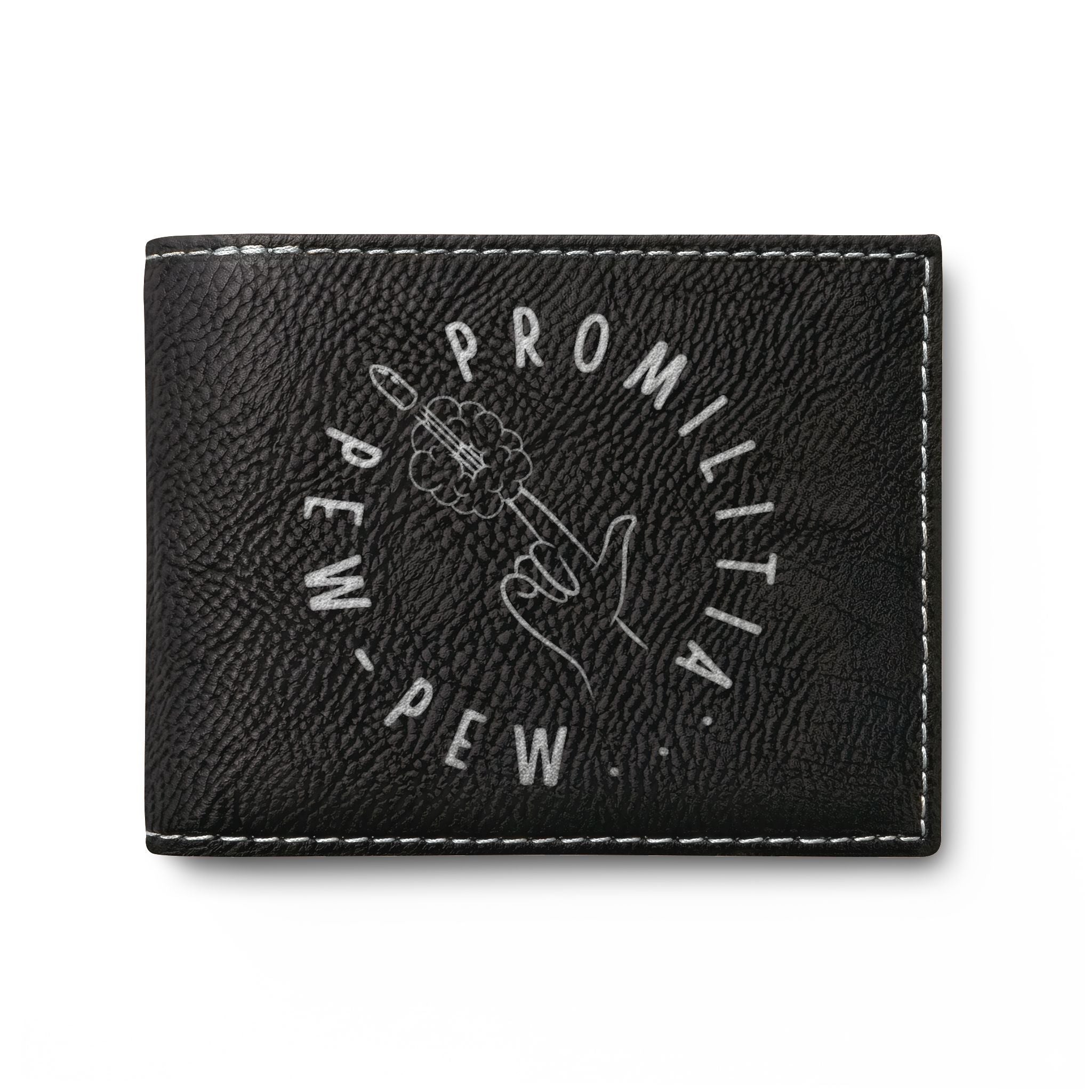 Pew-Pew Engraved Leather Bi-Fold Wallet