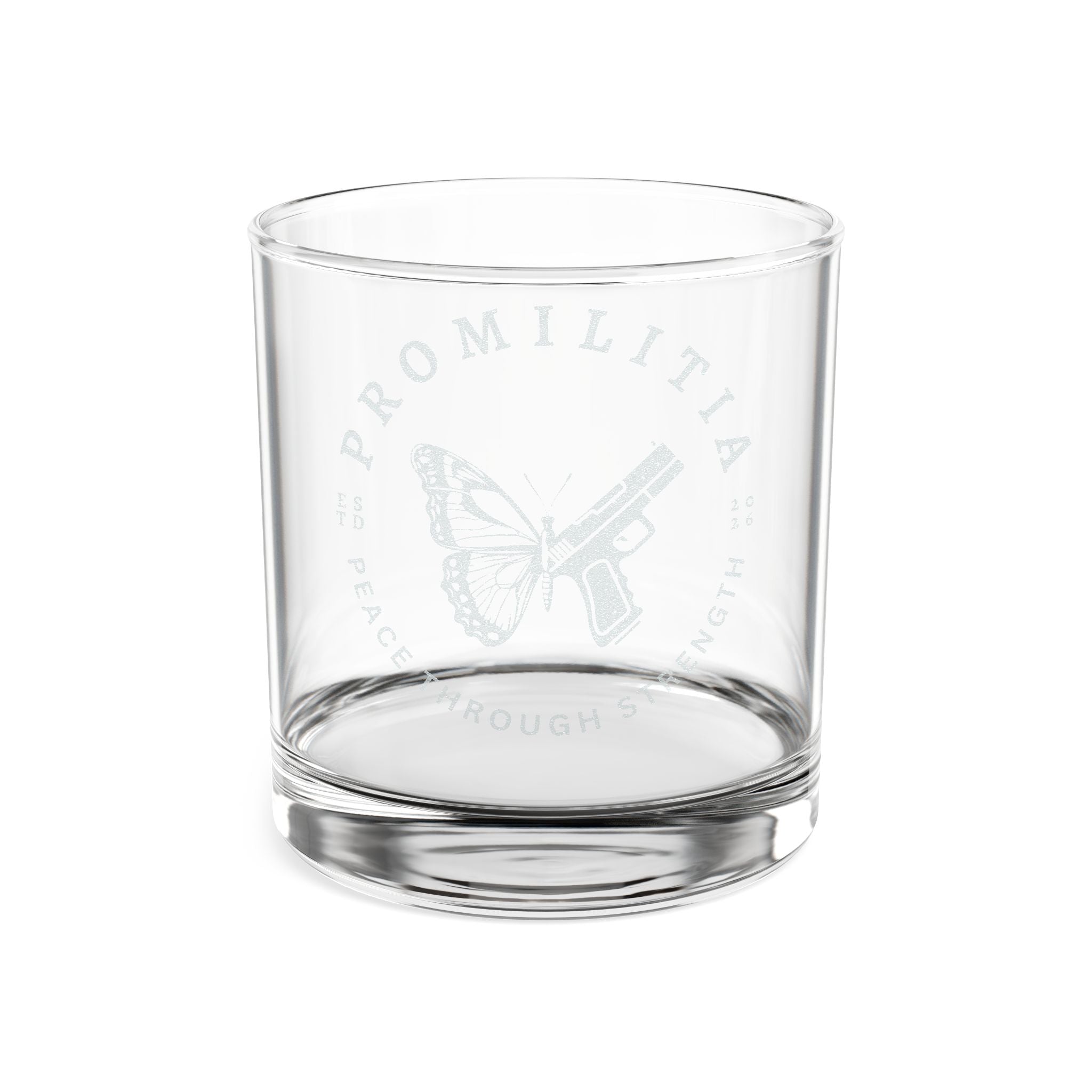 Peace Through Strength Engraved Whiskey Glass