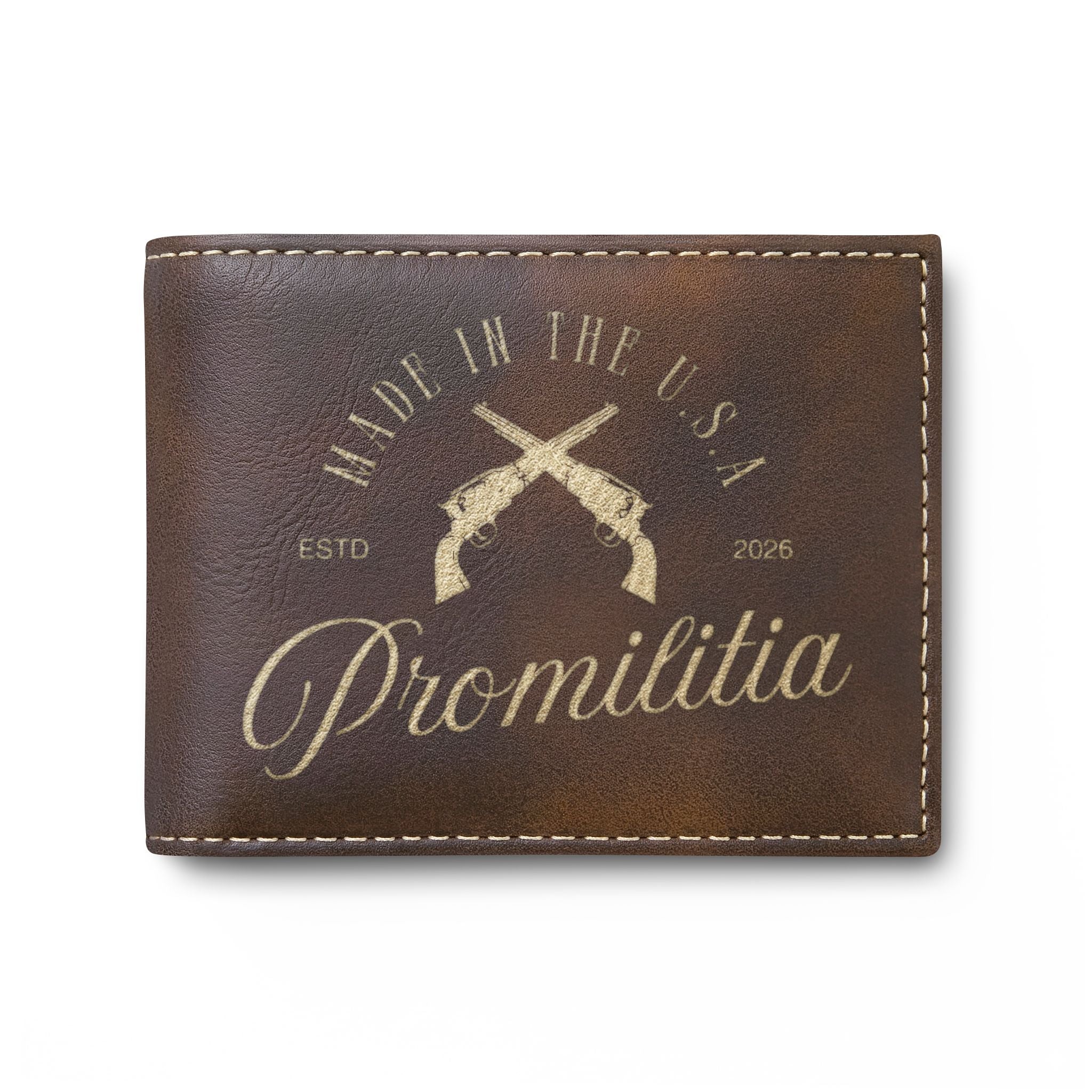 "I Have Two Guns..." Engraved Leather Bi-Fold Wallet
